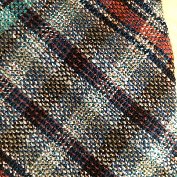 Vintage Roxburgh Melrose Mens Wool Plaid Necktie Brown Tan Made in Scotland Tie - Picture 5 of 6